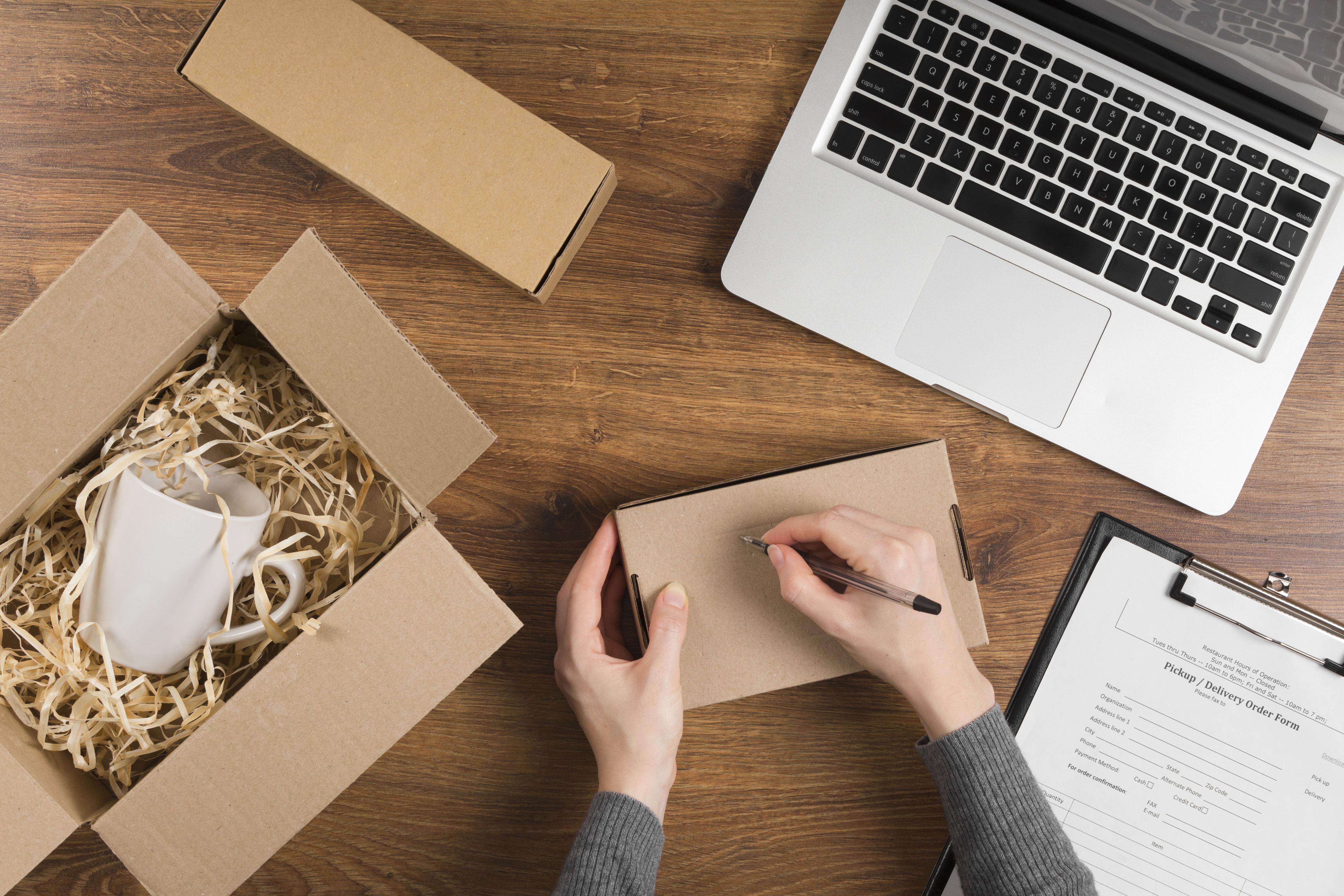 woman preparing cyber monday box
